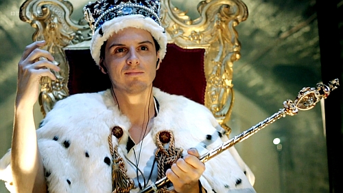 Jim Moriarty in a crown in Sherlock image