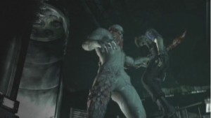 Albert Wesker impaled by Tyrant in Resident Evil