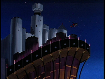Disney Gargoyles - Her Brother's Keeper - xanatos chopper takes off from eyrie building castle