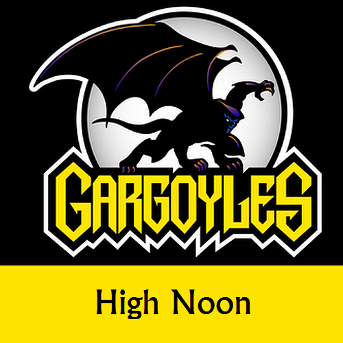 Disney Gargoyles logo with Goliath high noon